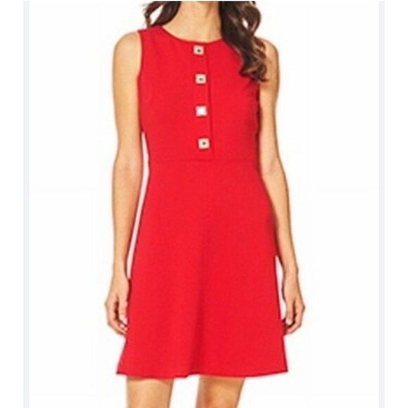 Tommy Hilfiger Red Turnkey Ponte Fit & Flare Dress Size 12 - Picture 1 of 9